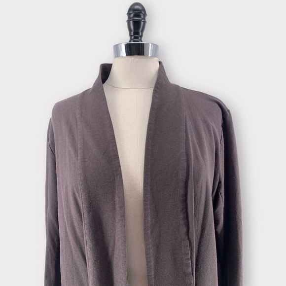 Eileen Fisher Stretch Crepe Open Long Blazer Brown XL - Picture 4 of 9